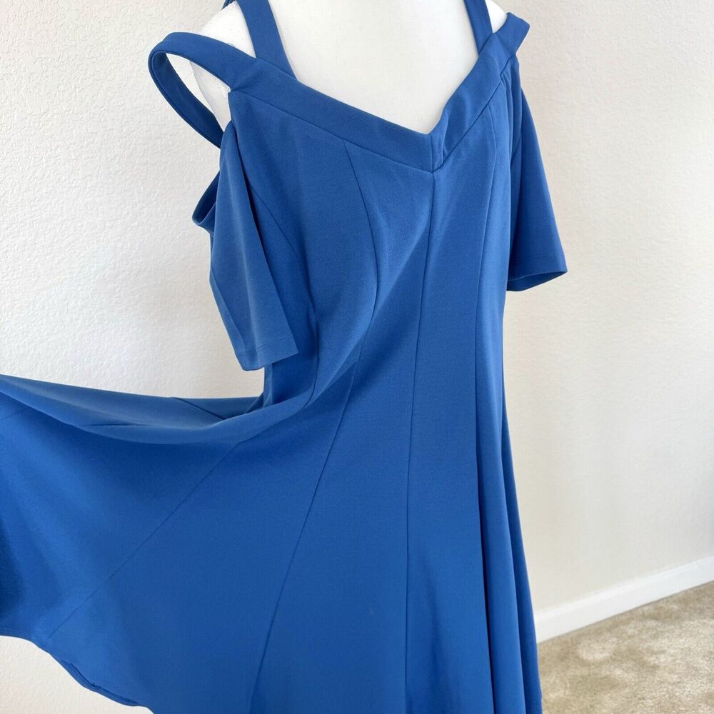 $99 Lane Bryant Strappy Cold Shoulder Fit & Flare Dress Royal Blue Plus Size 16 - Picture 7 of 16